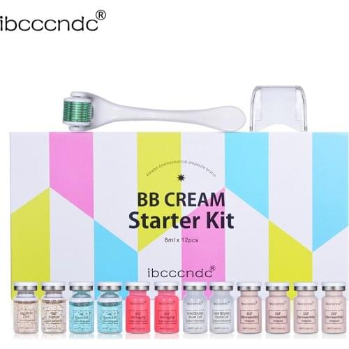 12pcs/set 8ml BB Cream Glow Ampoule Skin White Brightening Serum Set Natural Nude Concealer Anti Aging Skin Repair Makeup