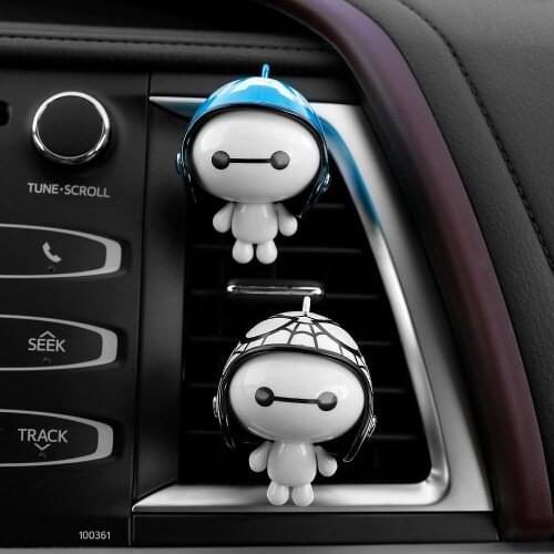 2Pcs/Lot Car-Styling Cute Helmet Baymax Perfume Clip Automotive Air Freshener Auto Decoration Aroma Fragrance Ornaments Gifts