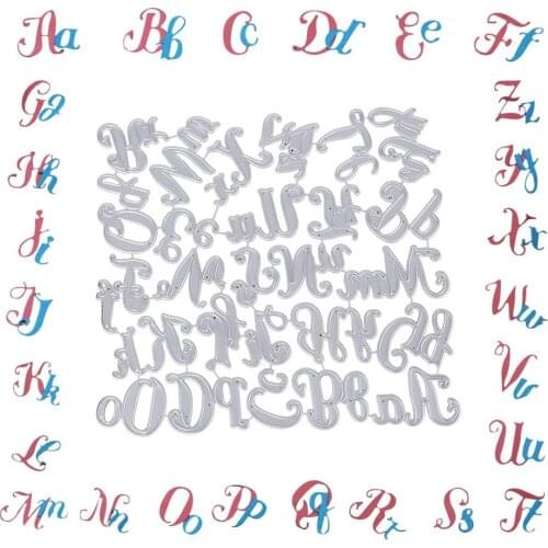 26Pcs Lowercase & Uppercase English Letters Die Scrapbooking Stencil Template for DIY Embossing Paper Photo Album Cards Making
