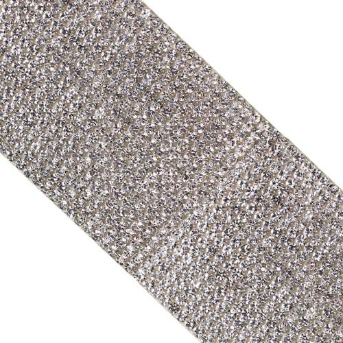 5yards 18 Row Clear White Crystal Motif Hot Fix Rhinestones Iron on Sticker Diamond Trim Tape Craft Sewing Supplies