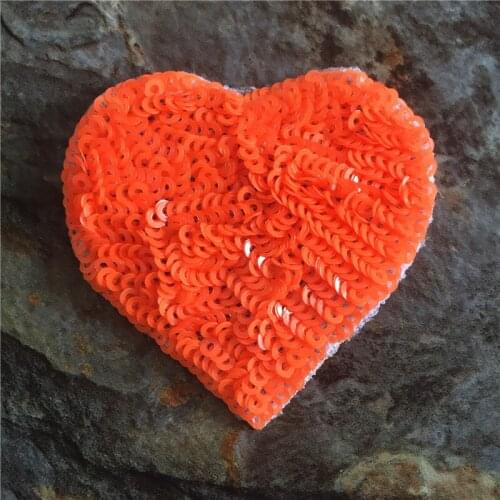 7pc Sew On Heart-Shaped Sequin Patch Applique Patches For Clothing Bag Shoes Parches Bordados Ropa DIY Accessories AC1268