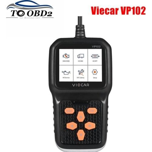 High quality Viecar VP102 car Diagnostic Tool OBD2 Code Reader for Car/Truck 2in1 Heavy Duty Truck VP 102 support 11 protocols
