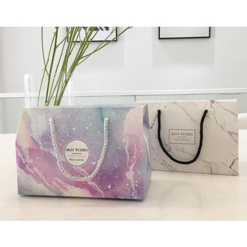 Free Shipping 100pcs marble Design Paper Cake Box Chocolate Party Cookies Box Gift Box Hand-held packing box SN1993