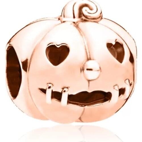 2021 New Rose Gold Pumpkin Dangle Beads Fits Pandora Charm Bracelet&Bangle DIY Women Jewelry Making Dropshipping