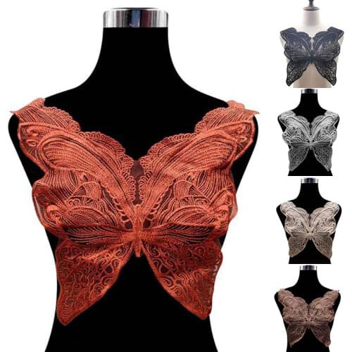 Black Collar Venise Lace Butterfly Neckline Applique Embroidery Trim Guipure Lace Fabric For Clothes Sewing Supplies