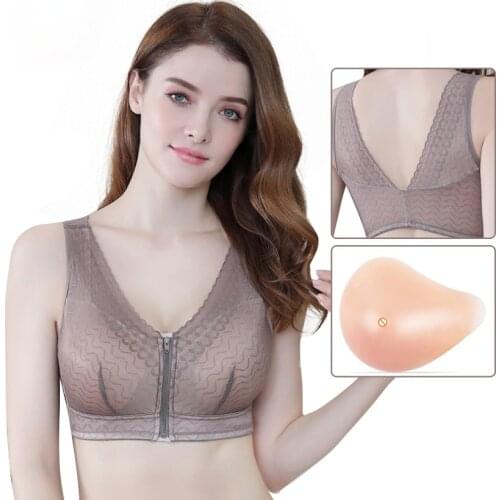 Skin Color Silicone Breast Bra Mastectomy Bra with Pocket and Artificial Spiral Fake Breast Form Prosthesis for Women Cancer