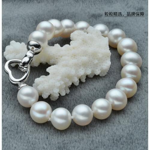 Elegant 9-10mm south sea round white pearl bracelet 7.5-8"