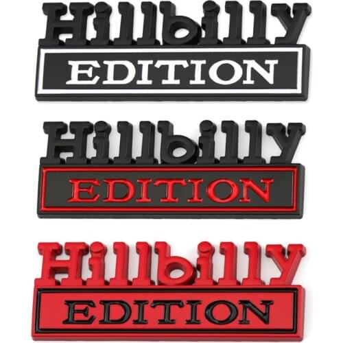 Hillbilly Edition Logo Emblem Badge Decals Car Sticker Grille For Jeep Ford F150 F250 F350 Chevy Silverado 1500 2500 Chevrolet