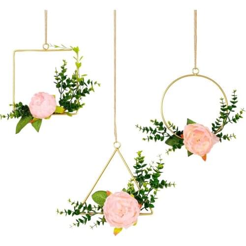 Artificial Flower Wrought Iron Wreath Wall Hanging Simulation Flower Home Decoration Wedding Scene Aerial Pendant Garland