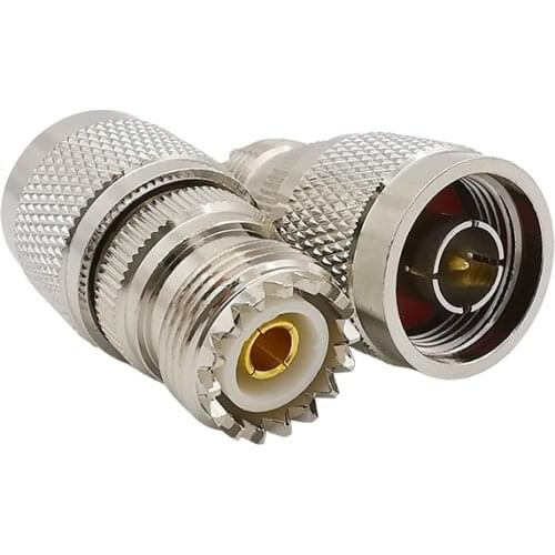 1PCS N Type Male to UHF SO-239 SO239 Female RF Coaxial Adapter UHF Jack to N Plug Nickel Plated Brass Coax Antenna Connector