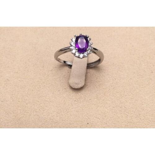 Natural stone amethyst adjustable ring for women Charm Energy Healing Gemstone Ring Party wedding jewelry gift wholesale