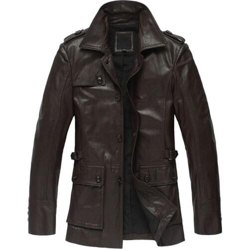 Genuine Leather Jacket Men Real Goatskin Coat Autumn Winter Jacket Men Streetwear Windbreaker Jacket Chaqueta Hombre 6811 MY1594
