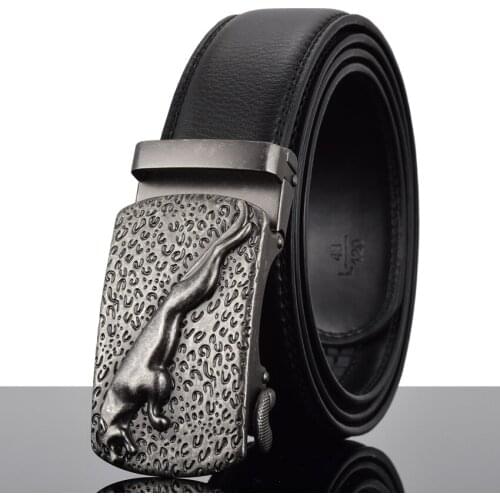 WOWTIGER Fashion Designer Belts for Men Sliding Buckle Ratchet Luxury Genuine 3.5cm Leather Belt Automatic ceinture homme
