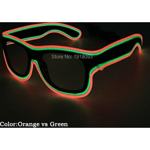New arrival 13 Style Select Blinking EL Wire Glasses Novelty LED neon rope Glowing Rave Costume Party DJ Bright Glasses Supplies