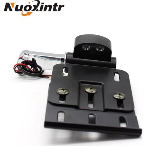 Nuoxintr Foldable LED Side Mount Motorcycle License Plate Light Bracket For Harley Sportster XL883 XL1200 2004-2016