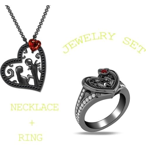 BUDROVKY 2020 NEW Black Heart Necklaces Girls Women Nightmare Before Christmas Pendant Necklaces Lovers Jewelry Gift