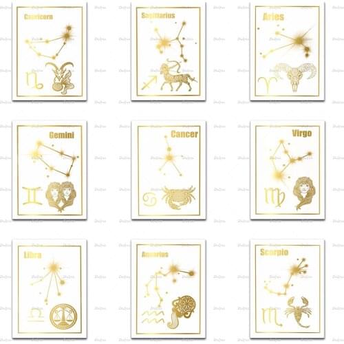The Zodiac Posters Cancer Taurus Gemini Aries Pisces Sagittarius Virgo Libra Leo Capricorn Scorpio Aquarius Home Decor Prints