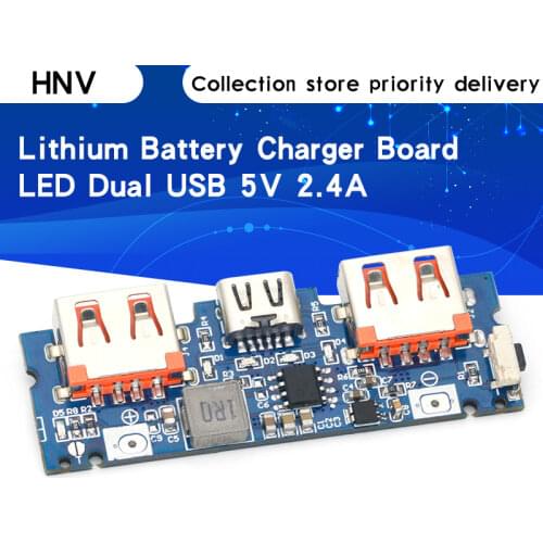 Lithium Battery Charger Board LED Dual USB 5V 2.4A Micro/Type-C USB Mobile Power Bank 18650 Charging Module