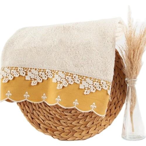 2 Piece Turkish 100% Organic Luxury Cotton Towel Soft Lace Hand Bath Face Towel Set Embroidered For home gift towels bathroom