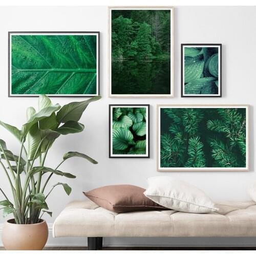 Green Plant Big Leaf Forest Landscape Wall Art Canvas Painting Posters And Prints Wall Pictures For Living Room Art Prints Decor