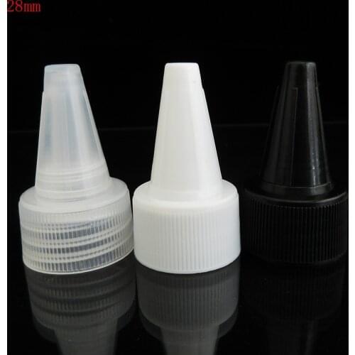 100pcs Clear/White/Black 18mm 20mm 24mm 28mmBottle Cap Twist off Cap for Hair Gel Bottle,Unicorn E liquid Bottle,Stamp Oil Ink