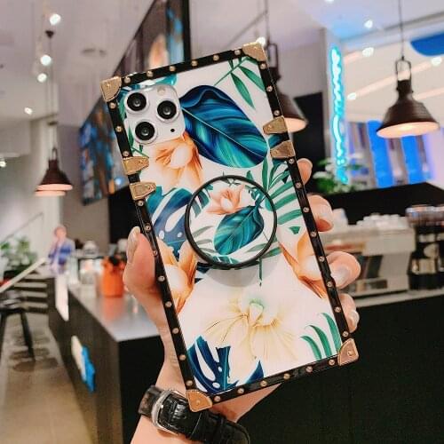 Luxury 3D Blu-ray Square Phone Case For Samsung S21 S20 fe S10 S10e S9 S8 Note 20 Ultra 10 Lite Plus 9 8 Ring Holder Back Cover
