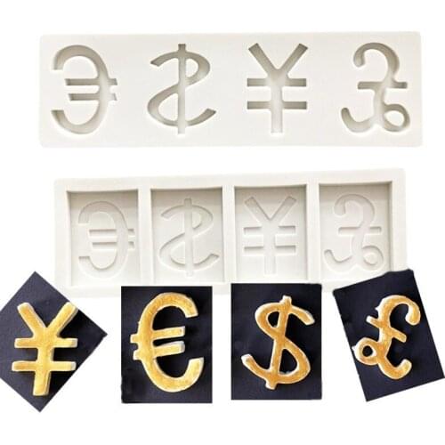 US Dollar Euro RMB Pound Symbol Silicone Fondant Mold DIY Cake Chocolate Modeling Tool silicone cake mold