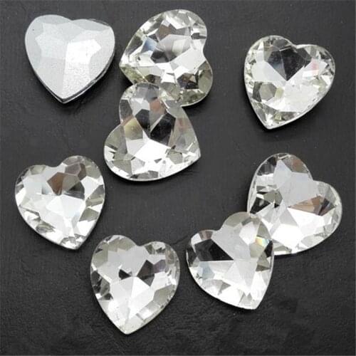 MHS.SUN Various Size Crystal Clear Heart Shaped Rhinestones Loose Glass Rhinestones Stones For Wedding Dress Decoration