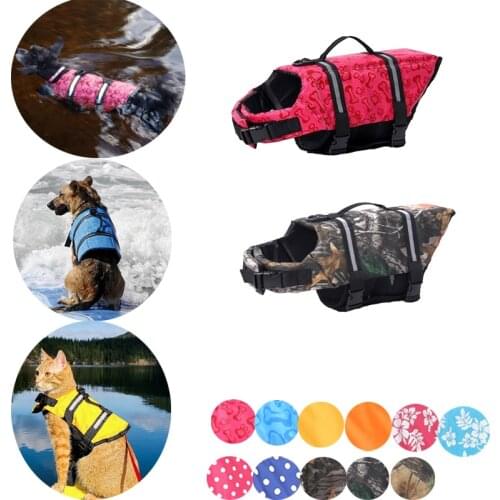 Dog Life Vests Adjustable Pet Dog Life Jacket With Reflective Strips Dog Flotation Vest For Cat Small Medium Large Dogs Swimming