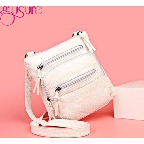 Gusure Crossbody Bags For Women Casual PU Leather Bags Fashion Female Shoulder Bag Pack Travel Zipper Handbag Tote Messenger Bag