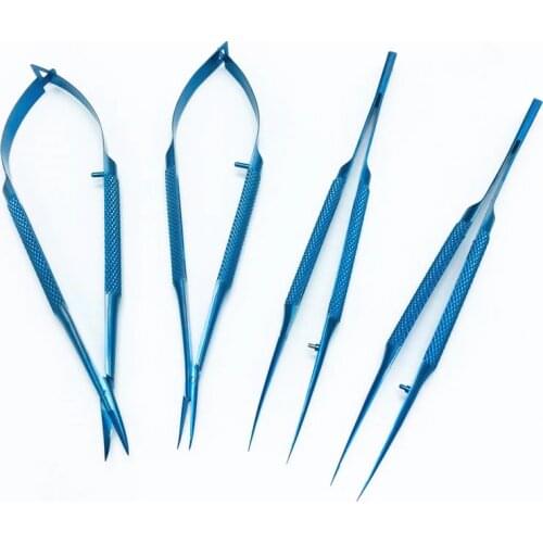 Titanium 14cm Ophthalmic microsurgery instruments Kit scissors needle holder forceps