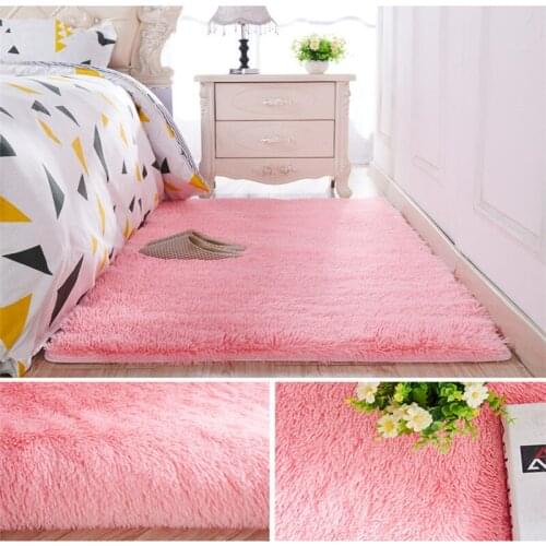 Long hair 80cm x 120cm Thickened washed silk hair non-slip carpet living room coffee table blanket bedroom carpet yoga rugs