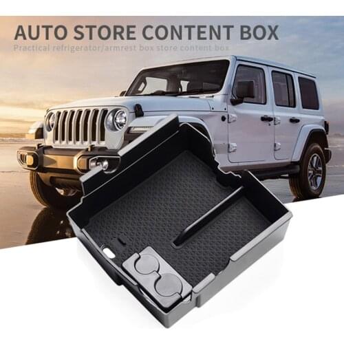 Car Central Armrest Box Storage for JEEP Wrangler JL 2018-2020 Sport Interior Accessories Box Coin Storage BLACK