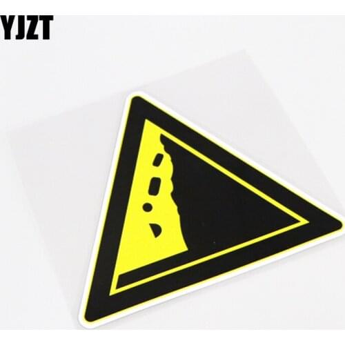 YJZT 14CM*11.8CM Fashion Be Careful Falling Rocks Warning Mark PVC Car Window Sticker Decal 13-0879