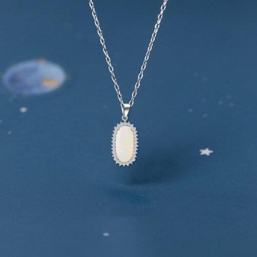 So Shining CZ Jewelry White Fire Opal Silver Stamped Necklaces Pendants Anniversary Fashion Jewelry OP594