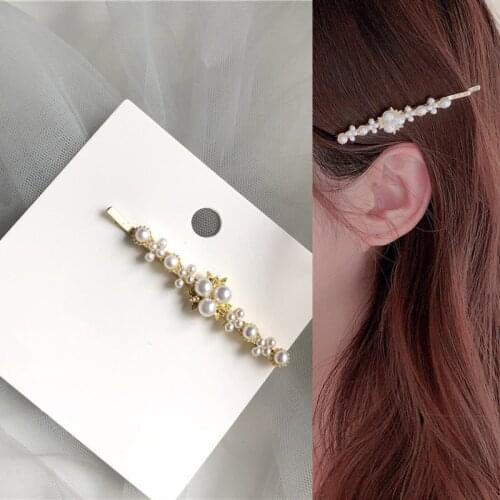 Cute Pearl Flower Petal Barrette Hairpin Korean Simple Hair Sticks for Women Girls Hair Clips Wholesale 2021 New Arrival Trend