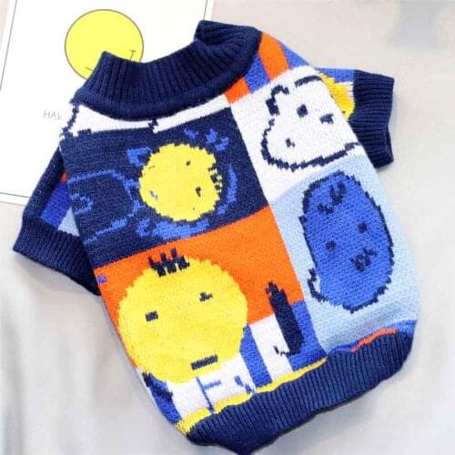 Winter Small Dog Sweater Print Open Button Teddy Cat Shihtzu Chihuahua Poodle Yorkies Clothing For Small Dogs Cardigan Costume