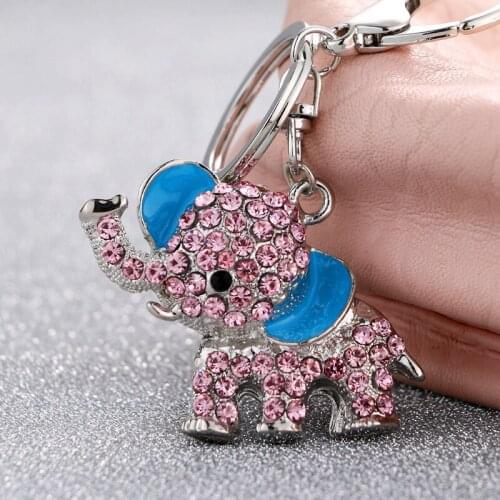2021 spring fashion new rhinestone cute crystal gem elephant bag wallet keychain birthday party gift