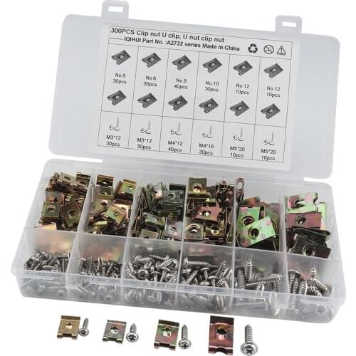 300Pcs Automotive Car Screw & U Nut Assortment Kit With Storage Case