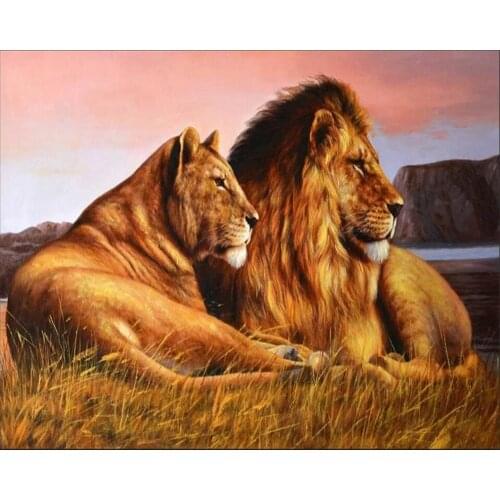 Beibehang Custom wallpaper HD African Savanna lion oil painting background Living room bedroom tv background wall 3d wallpaper