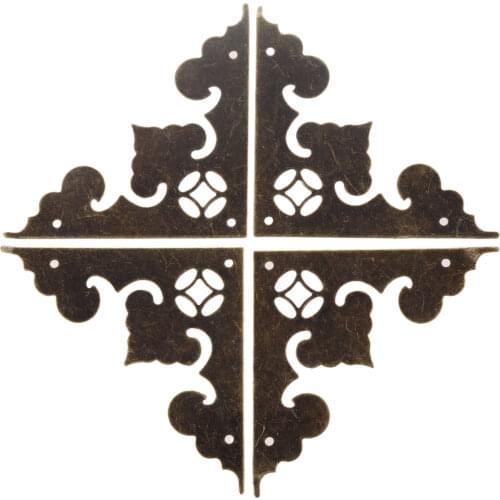 4Pcs Antique Corner Bracket Jewelry Gift Box Wood Case Decorative Feet Leg Corner Decorative Protector Furniture Fittings 58mm