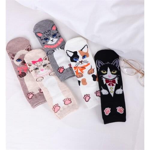 5 Pairs Hot Sales Women crew socks Cartoon Animal For Girls Lady Casual Dress Cotton Gift sock Calcetines puppy dog animados