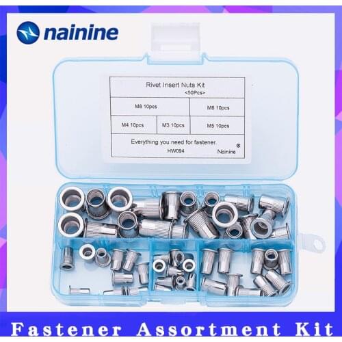 50Pcs/set M3 M4 M5 M6 M8 304 Stainless Steel Rivnut Flat Head Threaded Rivet Insert Nutsert Cap Rivet Nut Kit HW094