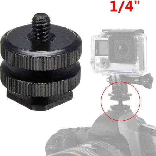 Thumb Camera Adapter for GoPro DSLR Mount Screw Flash DSLR inch Hot Shoe Mount 2 adjustable Nuts Camera Adapter 1/4 Threaded