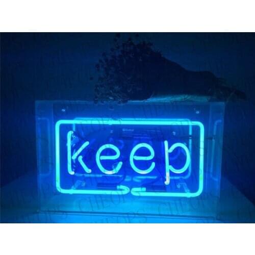 KEEP Acrylic Box Gift Neon Signs Real Glass Tube Beer Bar Pub Bedroom Wall Homeroom Girlsroom Party Decor Lamp 14"x5"