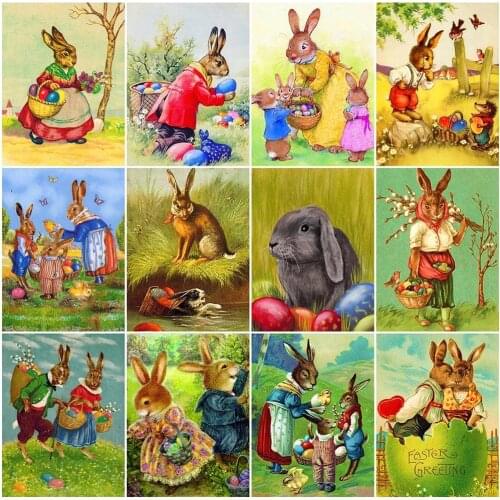 Diamond Painting Animal Rabbit Cross Stitch Diamond Mosaic Easter Bunny Rhinestones Embroidery New Arrival Home Decor