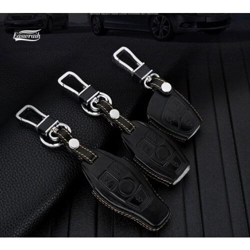 Gift Leather Car 4D Key Case Cover For Mercedes Benz C Class E Class E260L GLK GLA CLA W210 W211 W124 AMG W202 E200 Accessories