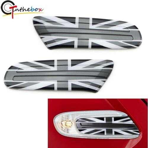 GTinthebox Black White UK Union Jack Flag Style Side Marker Lamp Scuttle Insert For MINI Cooper 2014-up F55 F56 F57
