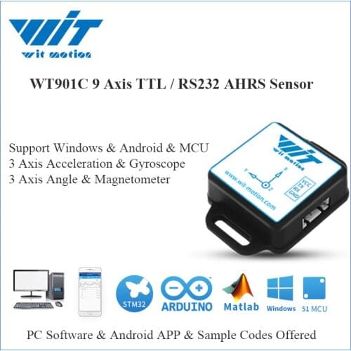 WitMotion WT901C IMU AHRS 9 Axis Sensor Digital Angle + Accelerometer + Gyroscope + Electronic Compass MPU9250 on PC/Android/MCU