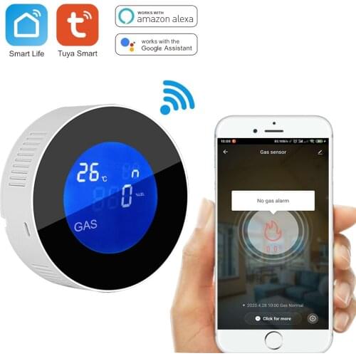 Tuya Smart Life WiFi Gas Detector with LCD Smart Home Security Detect Gas Leaking and Alarming for Burning exploding poisoning